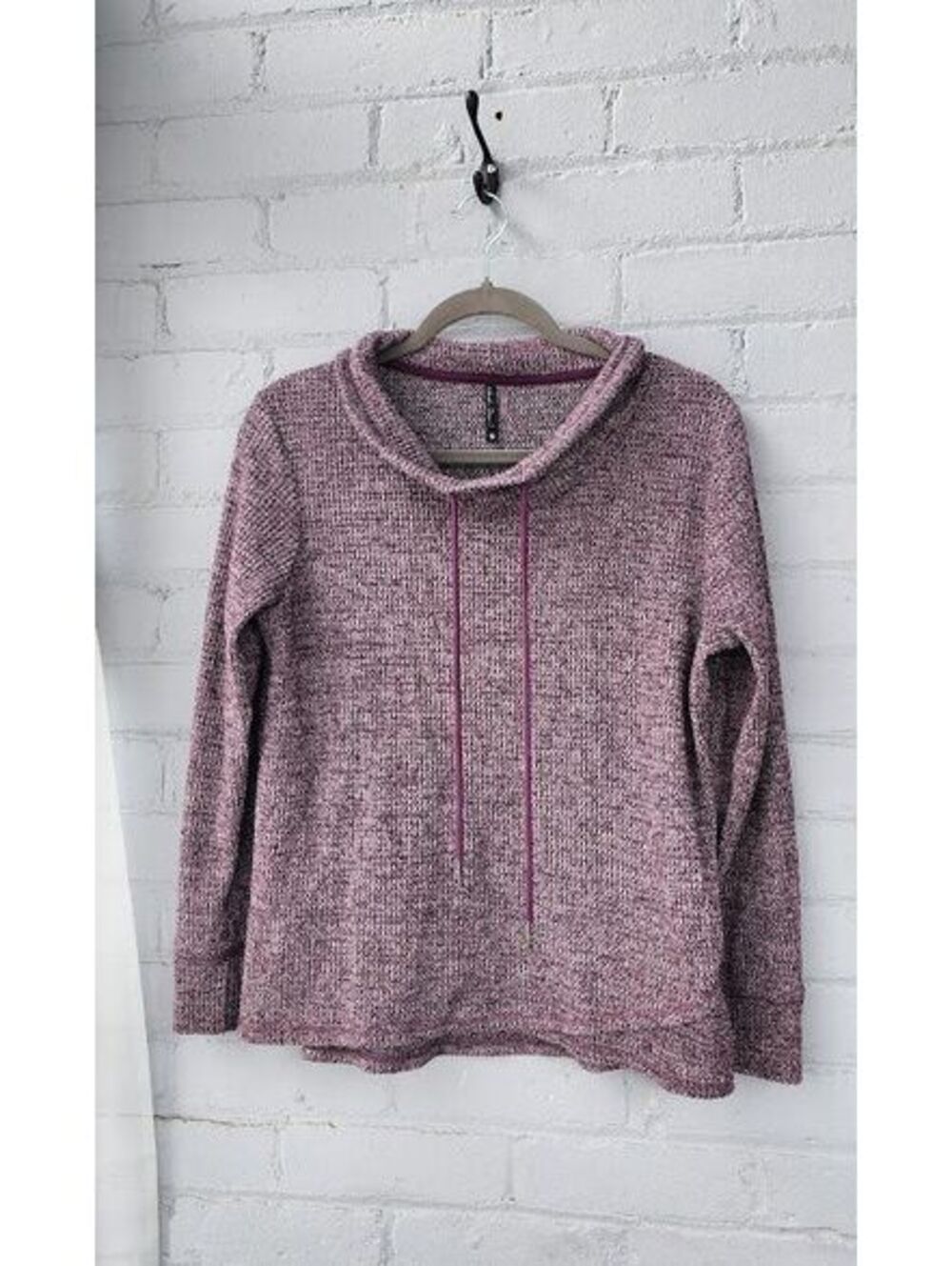 North River Purple Marled Cowl Neck Sweater Women's Small Cozy Knit Pullover